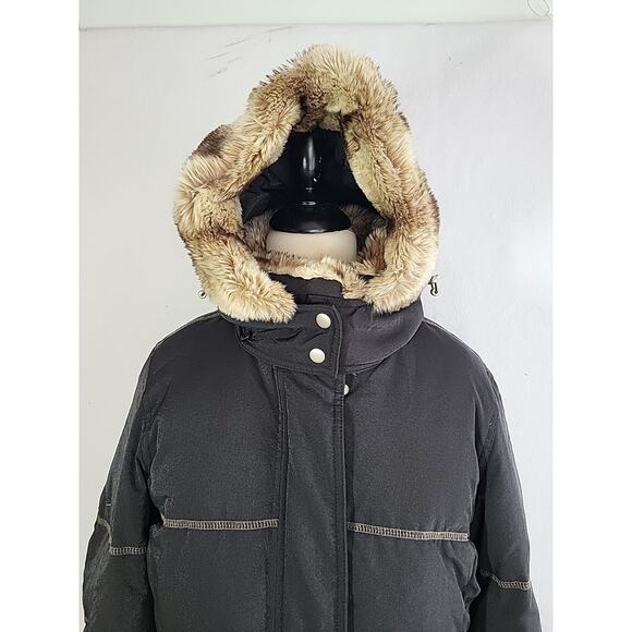 Platinum Utex Faux Fur Trim Down Parka Coat Black M Mobwife Penny Lane Winter - Picture 2 of 15
